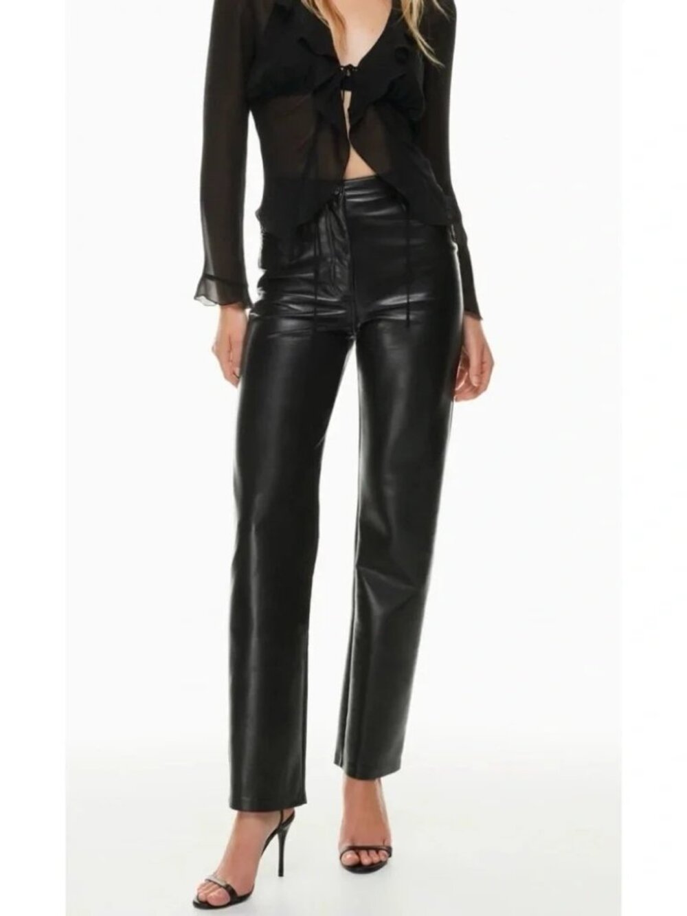 ARITZIA'S WILFRED Faux Leather Black Straight Leg Pants - EUC